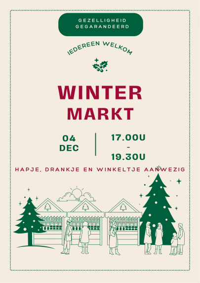 Beige Green Red Illustrative Christmas Market Poster